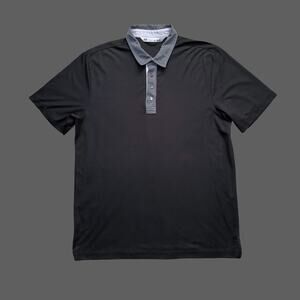 Travis Mathew Mens Black Gray Knit Polo Shirt Size Large
